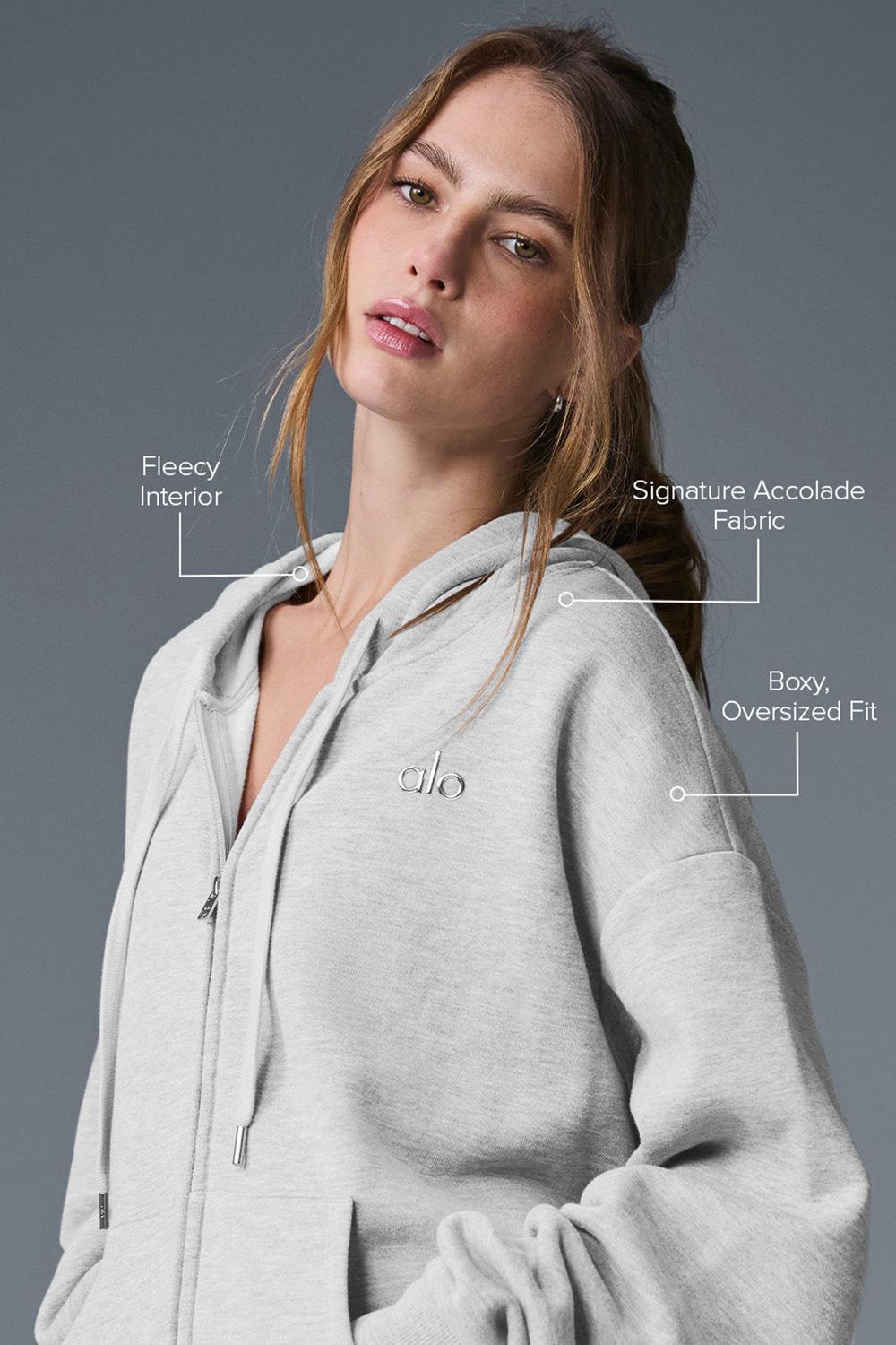 Athletic Heather Grey Women Alo Yoga Accolade Full Zip Hoodie | Australia  10462-IQVX