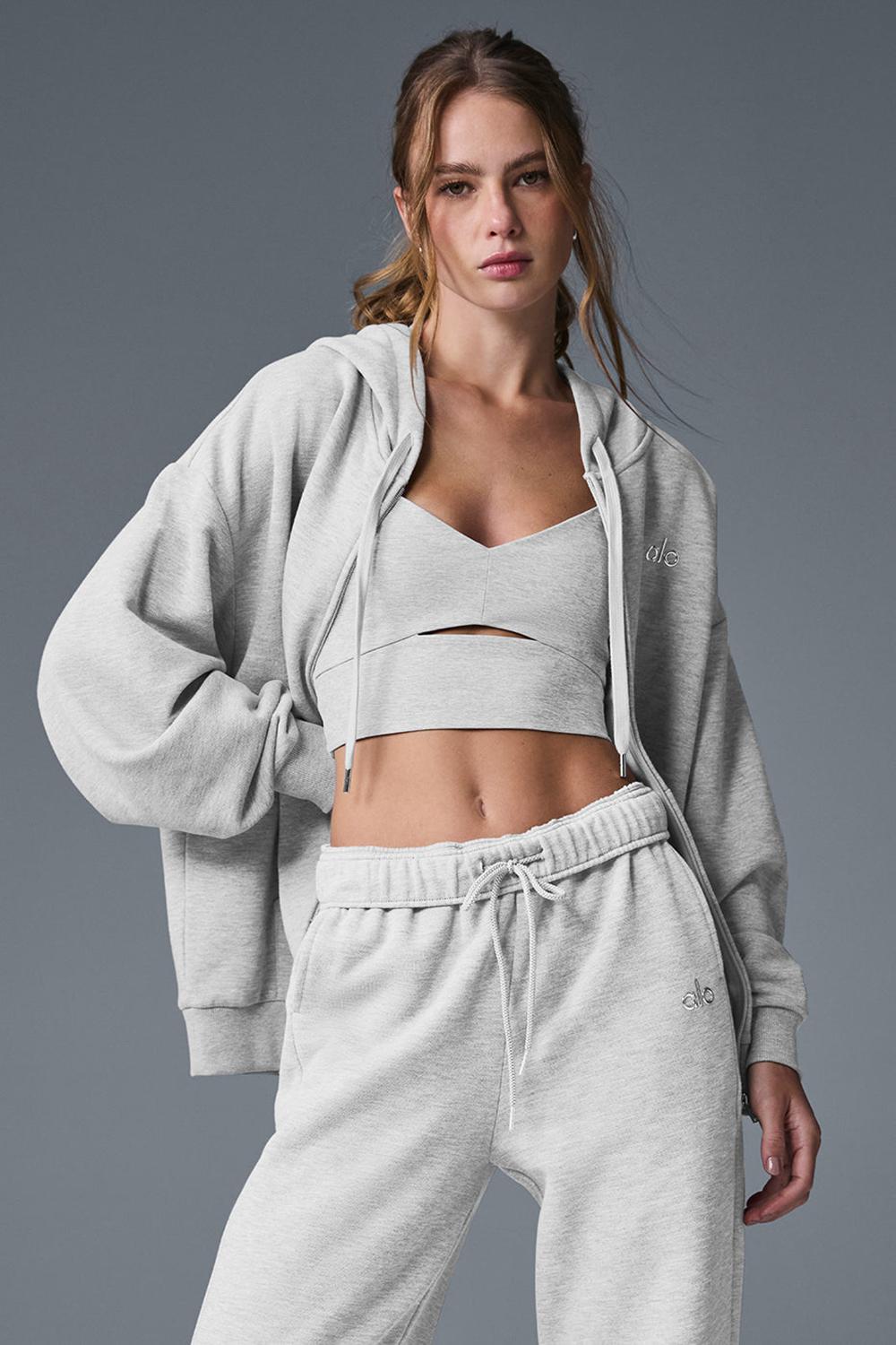 Athletic Heather Grey Women Alo Yoga Accolade Full Zip Hoodie | Australia  10462-IQVX