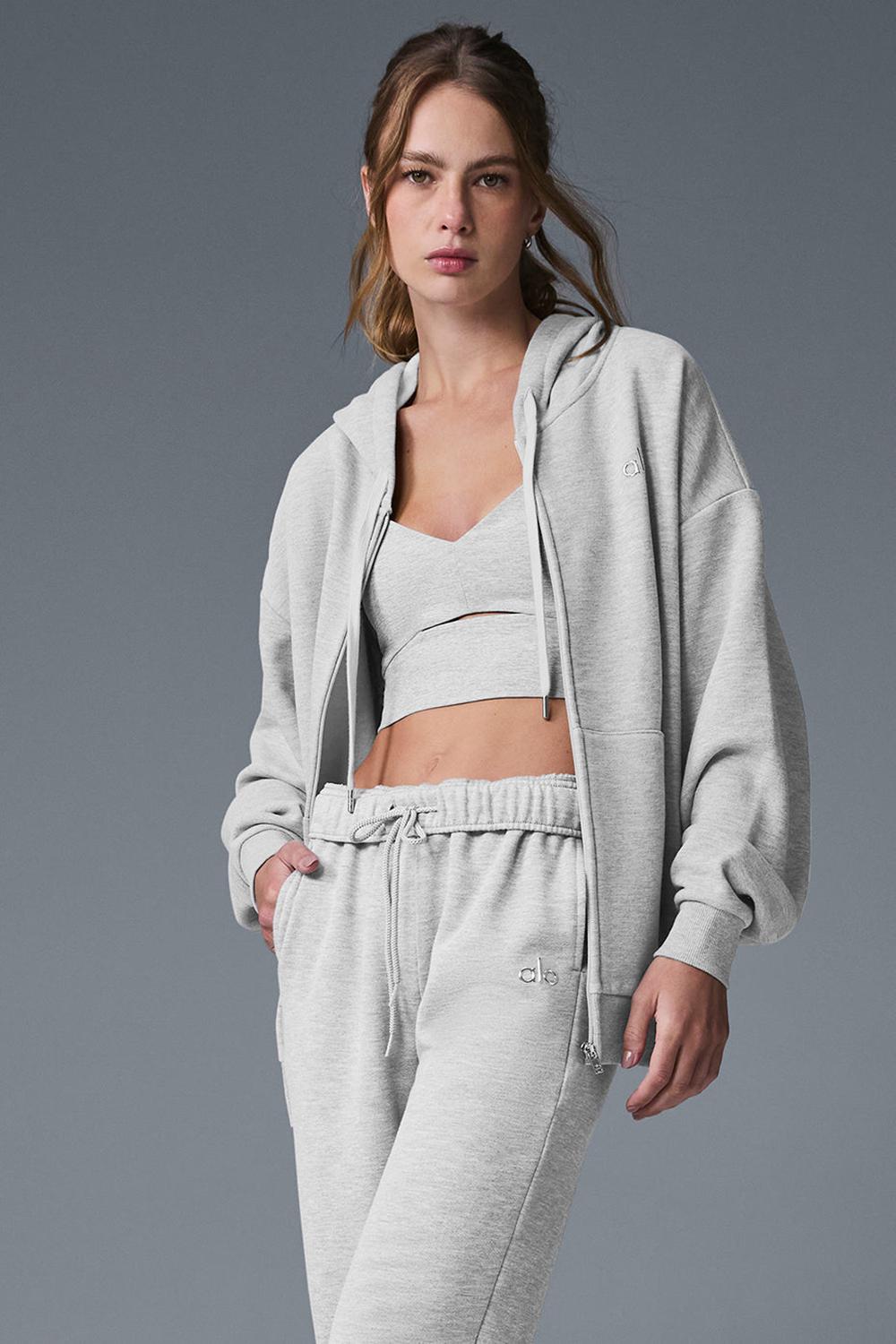 Athletic Heather Grey Women Alo Yoga Accolade Full Zip Hoodie | Australia  10462-IQVX