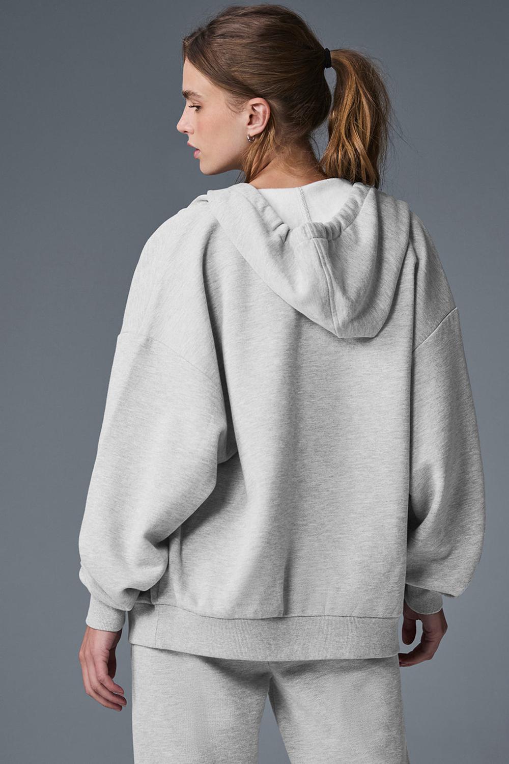 Athletic Heather Grey Women Alo Yoga Accolade Full Zip Hoodie | Australia  10462-IQVX