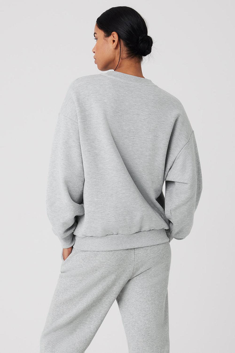 Athletic Heather Grey Women Alo Yoga Accolade Crew Neck Pullover | Australia  25910-AXVK