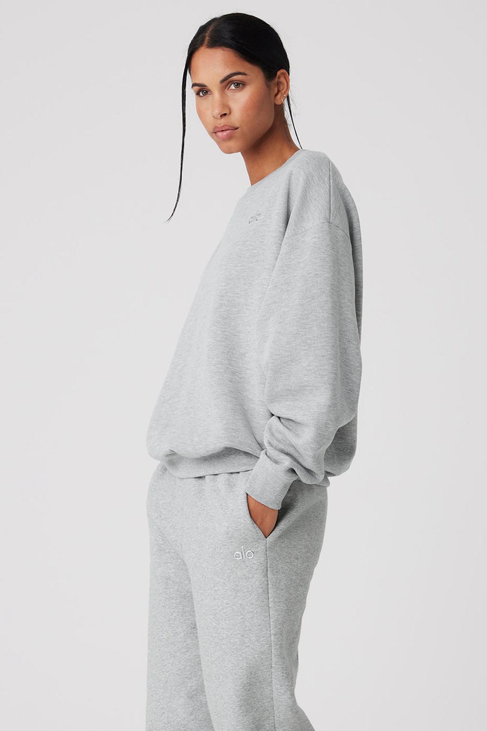 Athletic Heather Grey Women Alo Yoga Accolade Crew Neck Pullover | Australia  25910-AXVK