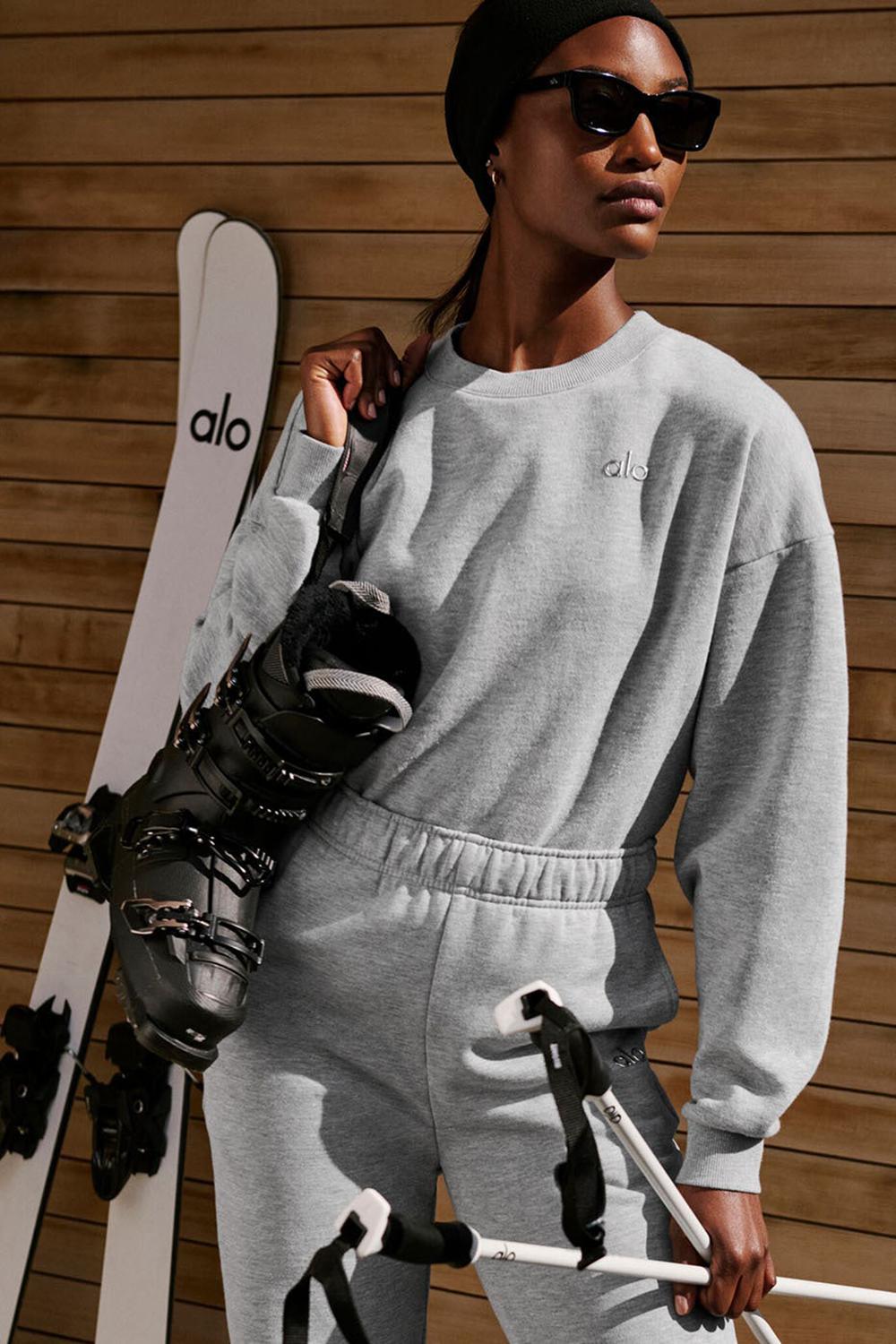 Athletic Heather Grey Women Alo Yoga Accolade Crew Neck Pullover | Australia  25910-AXVK