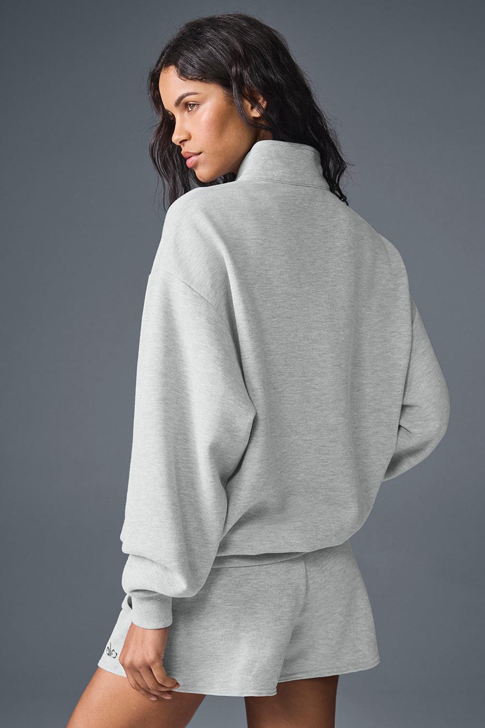 Athletic Heather Grey Women Alo Yoga Accolade 1/4 Zip Pullover | Australia  76132-HNWR