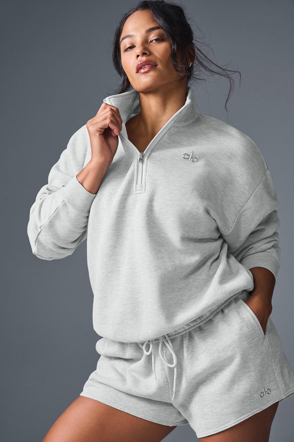 Athletic Heather Grey Women Alo Yoga Accolade 1/4 Zip Pullover | Australia  76132-HNWR