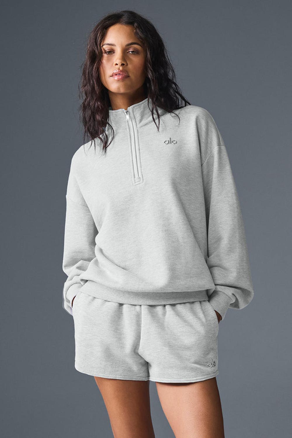 Athletic Heather Grey Women Alo Yoga Accolade 1/4 Zip Pullover | Australia  76132-HNWR