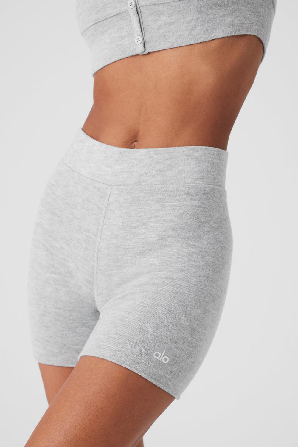 Athletic Heather Grey Women Alo Yoga Alolux High-Waist Me Time Short | Australia  01985-FWYP