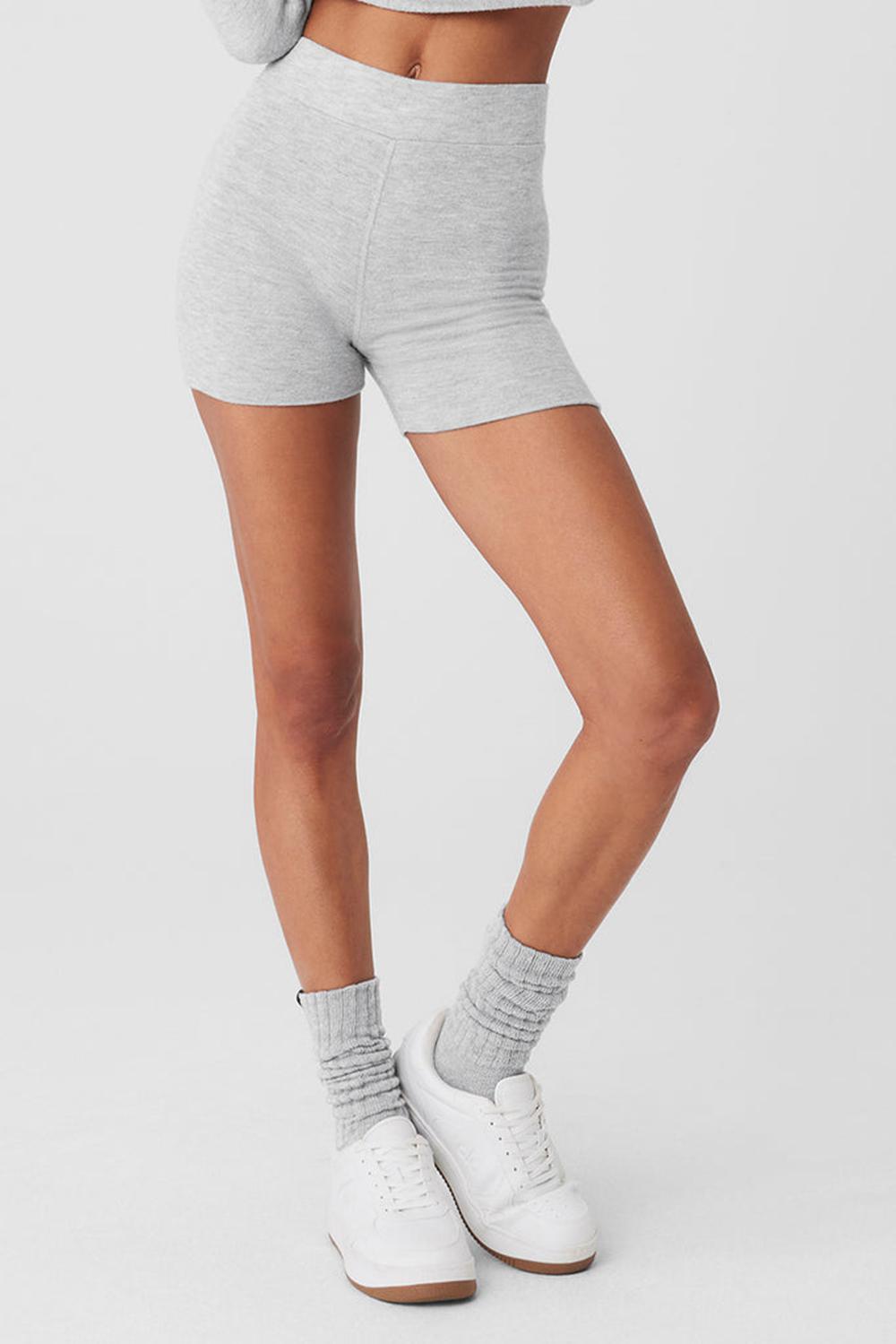 Athletic Heather Grey Women Alo Yoga Alolux High-Waist Me Time Short | Australia  01985-FWYP