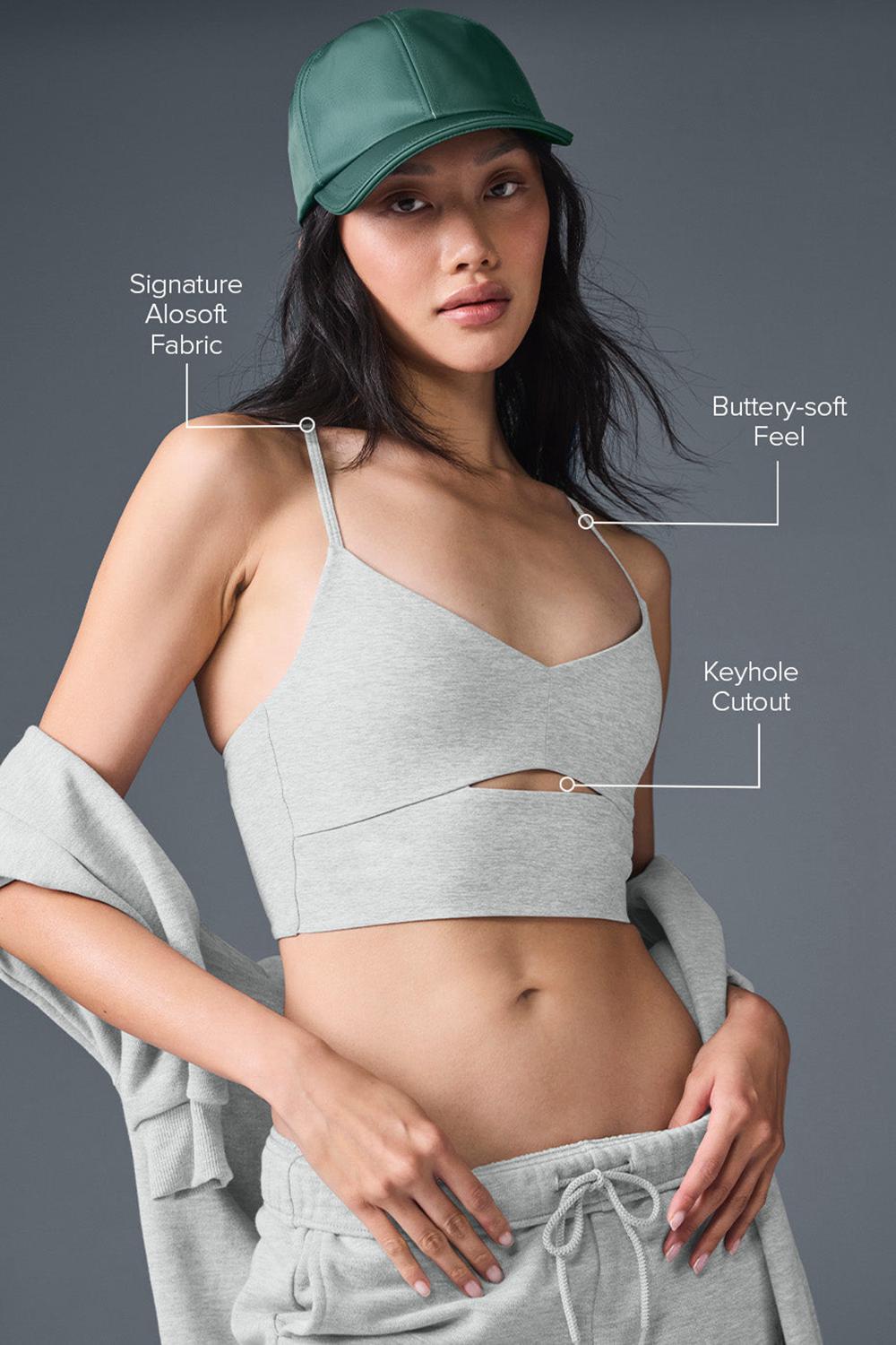 Athletic Heather Grey Women Alo Yoga Alosoft Highlight Bra | Australia  56124-UYMI