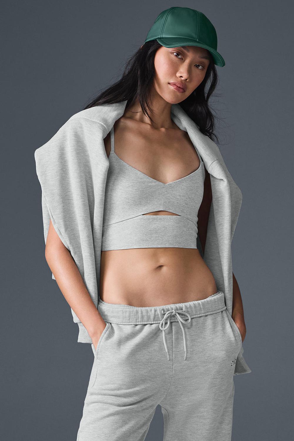 Athletic Heather Grey Women Alo Yoga Alosoft Highlight Bra | Australia  56124-UYMI