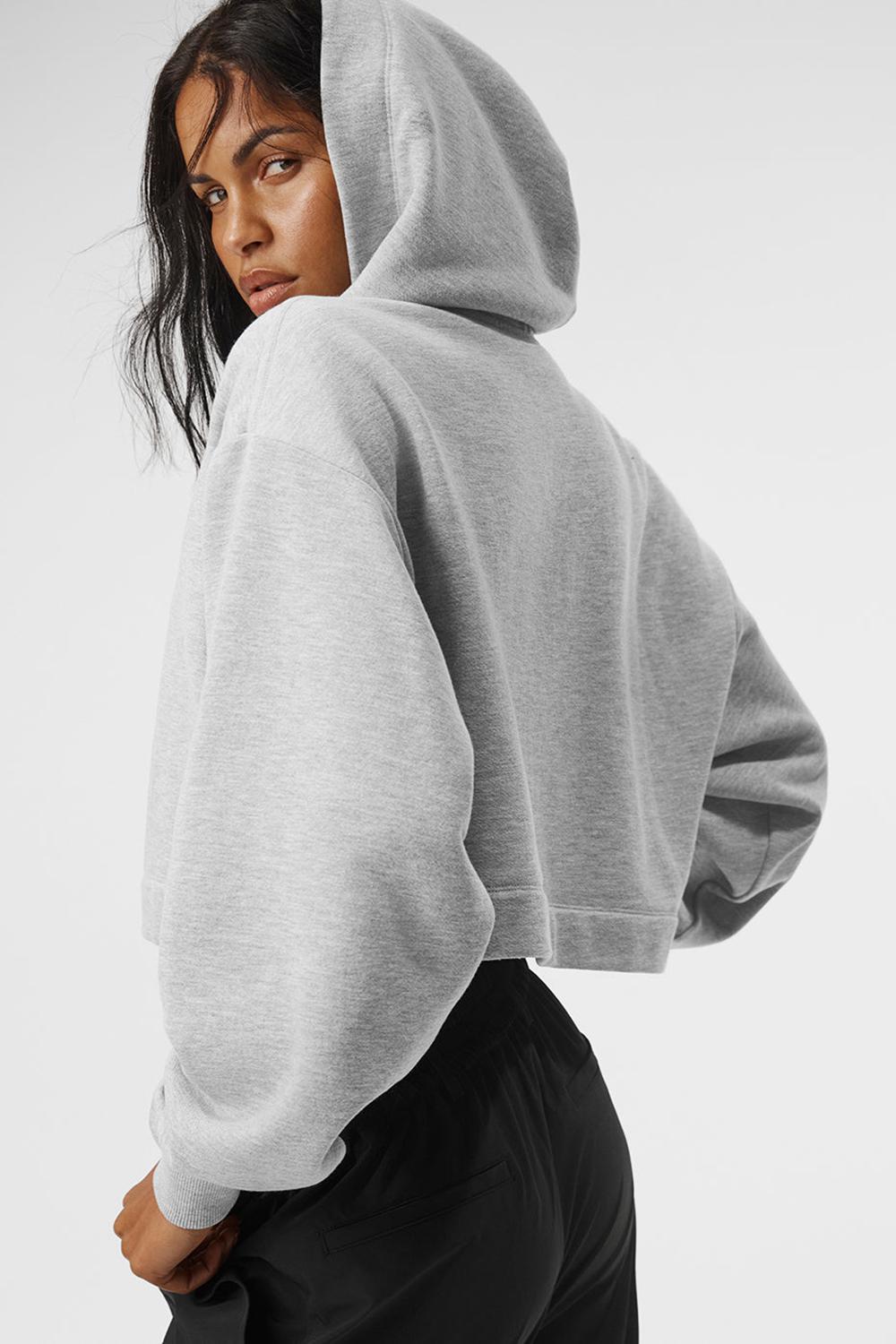 Athletic Heather Grey Women Alo Yoga Bae Hoodie | Australia  36591-OVNG