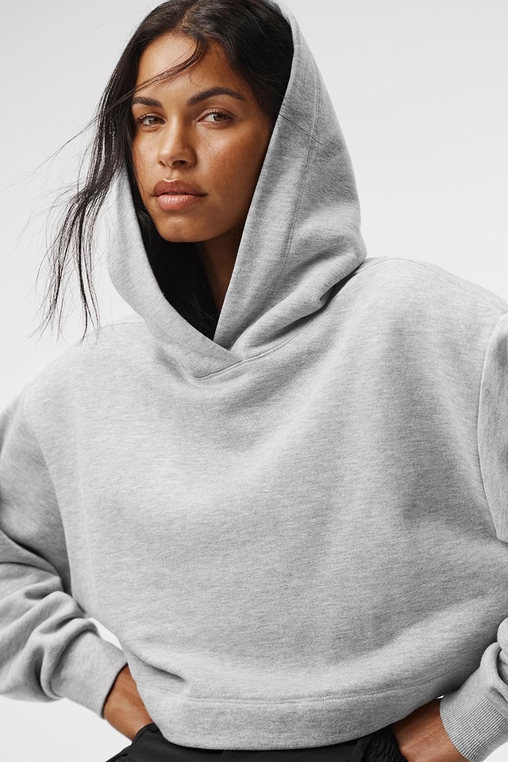 Athletic Heather Grey Women Alo Yoga Bae Hoodie | Australia  36591-OVNG