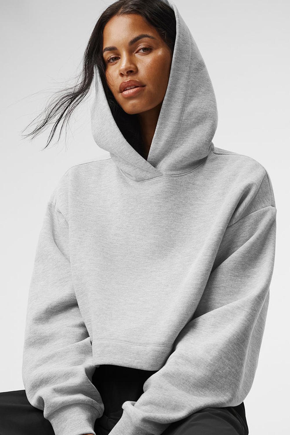 Athletic Heather Grey Women Alo Yoga Bae Hoodie | Australia  36591-OVNG