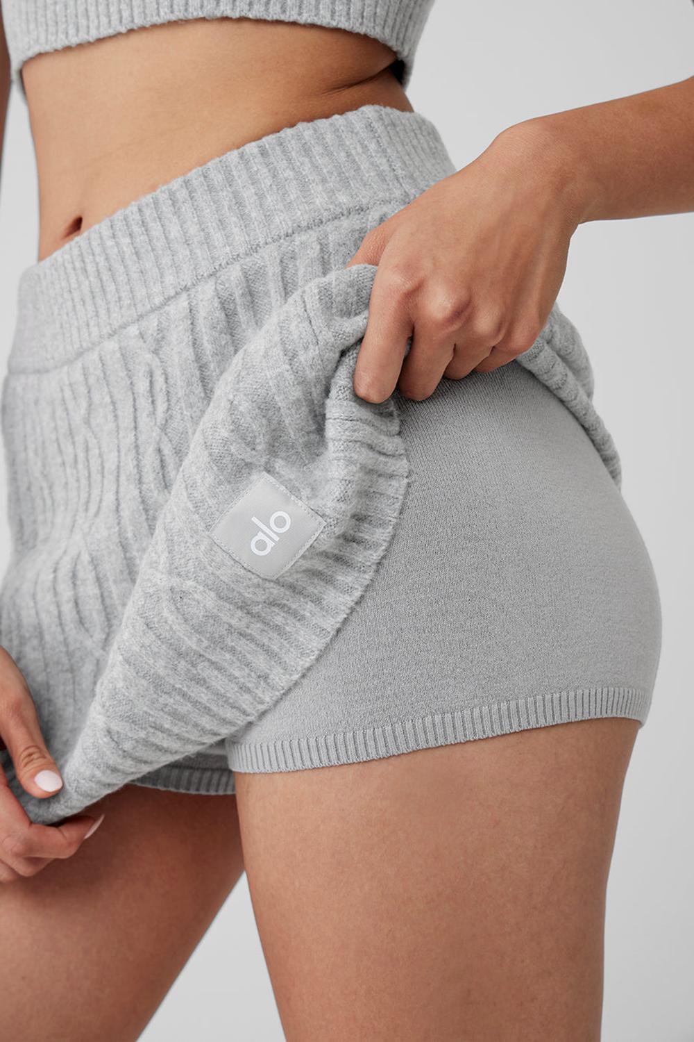 Athletic Heather Grey Women Alo Yoga Cable Knit Winter Bliss Mini Skirt | Australia  23416-TPSC