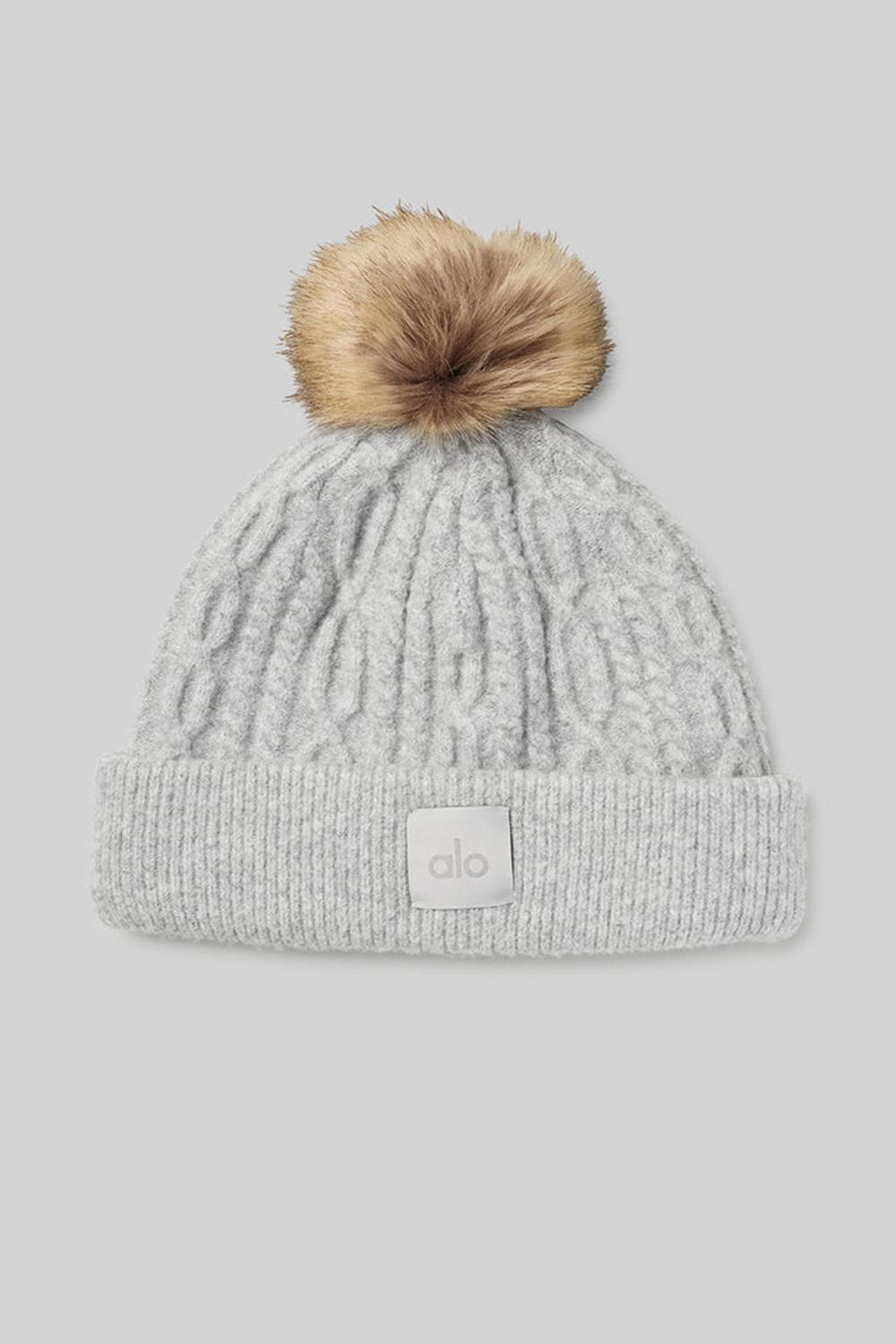 Athletic Heather Grey Women Alo Yoga Cable Knit Beanie | Australia  67012-VFDM