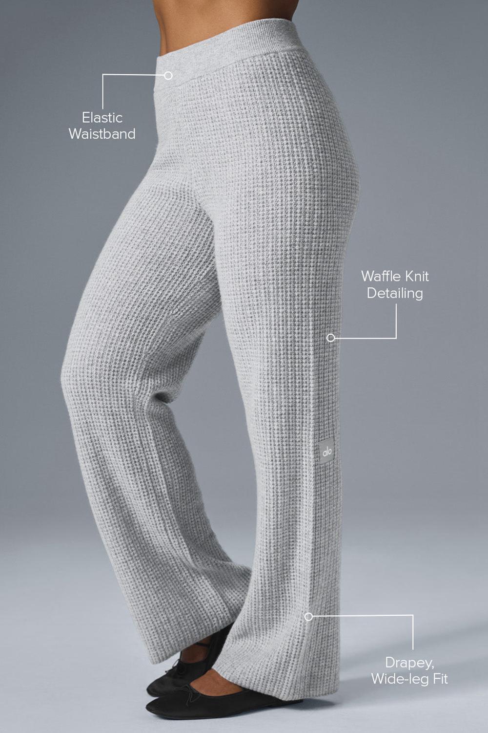 Athletic Heather Grey Women Alo Yoga Cashmere High-Waist Plush Waffle Pant | Australia  28761-OBVA