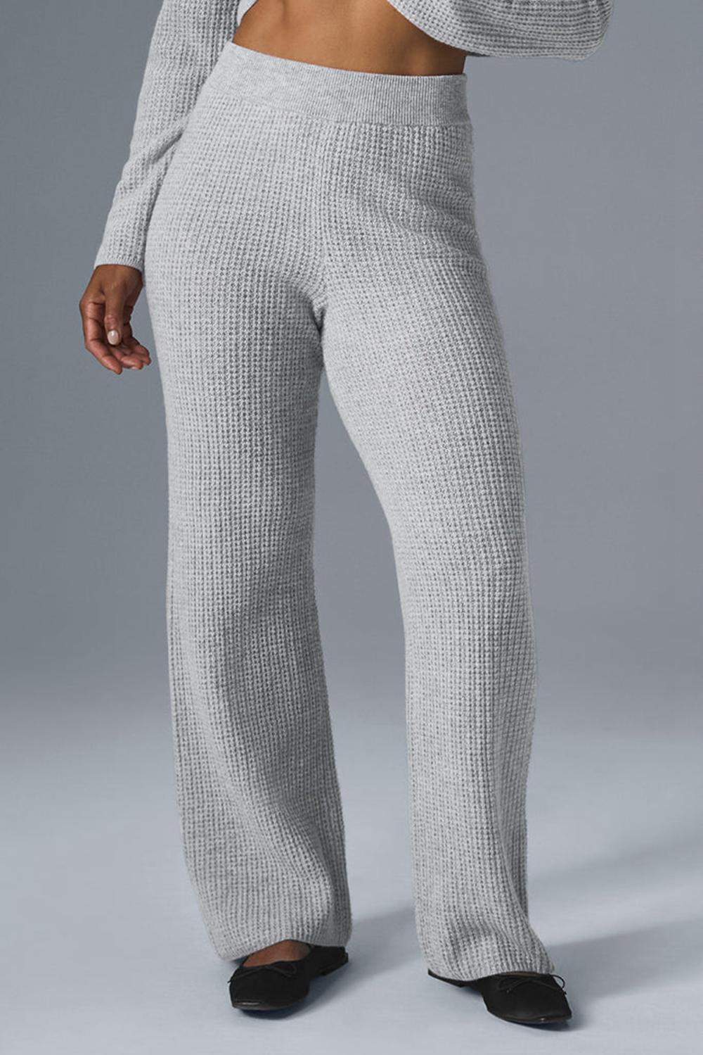 Athletic Heather Grey Women Alo Yoga Cashmere High-Waist Plush Waffle Pant | Australia  28761-OBVA
