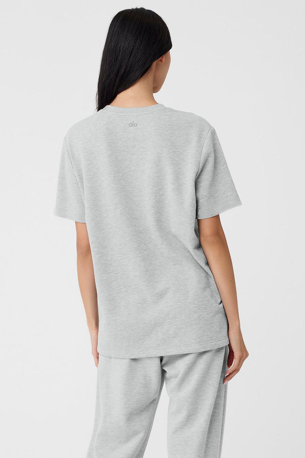 Athletic Heather Grey Women Alo Yoga Chill Short Sleeve | Australia  91750-NIUL