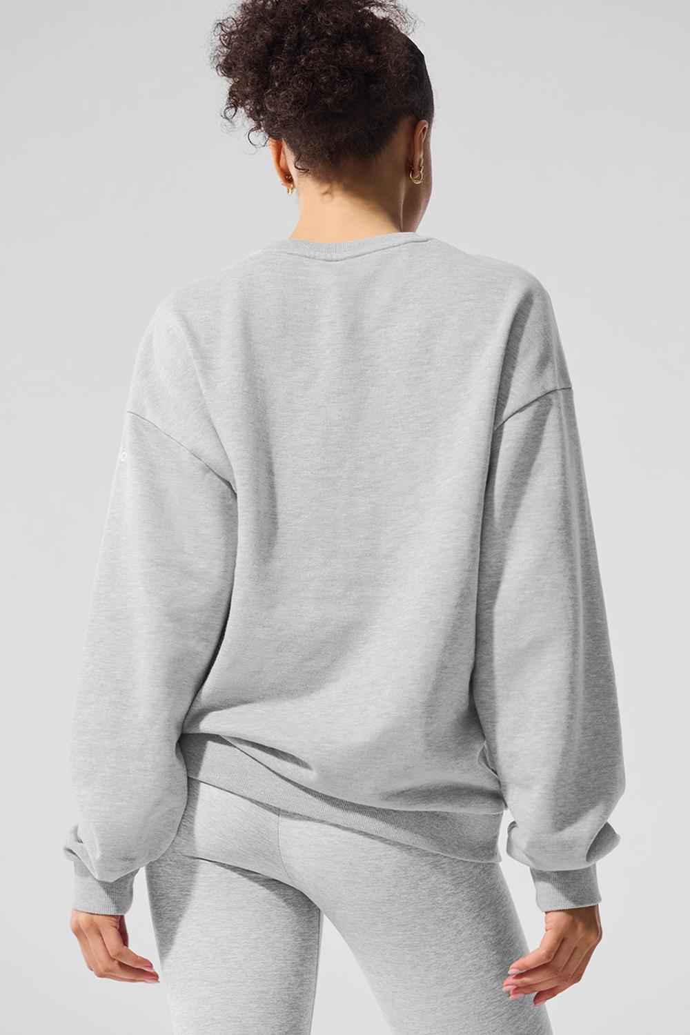 Athletic Heather Grey Women Alo Yoga Chill Crew Neck Pullover | Australia  17986-QPVG