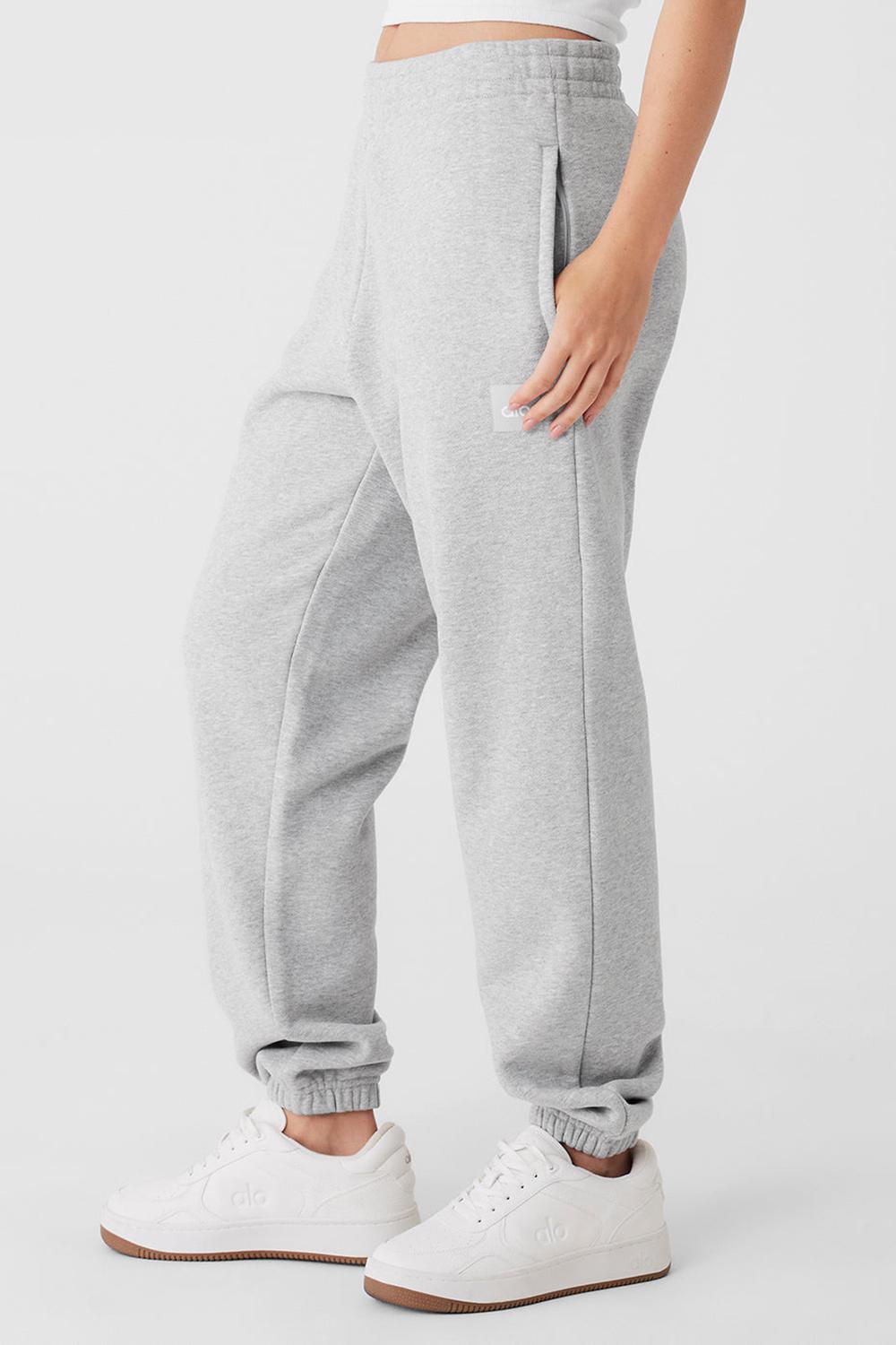 Athletic Heather Grey Women Alo Yoga Cuffed Renown Heavy Weight Sweatpant | Australia  16953-JWUX