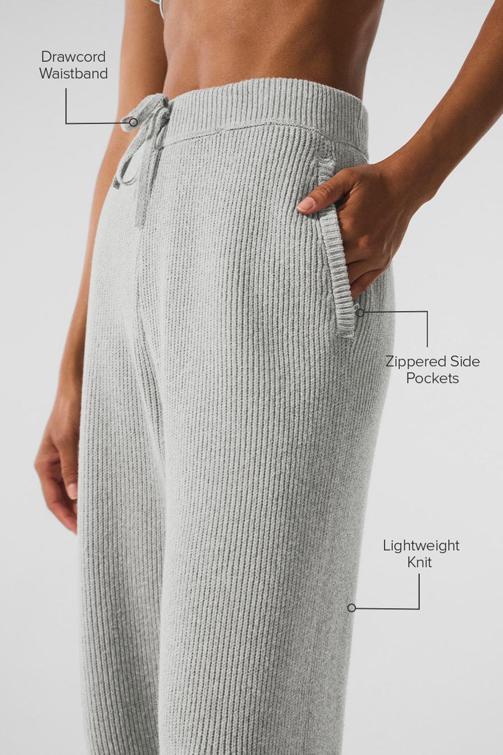 Athletic Heather Grey Women Alo Yoga Domain Rib Knit Sweatpant | Australia  16875-IVJX