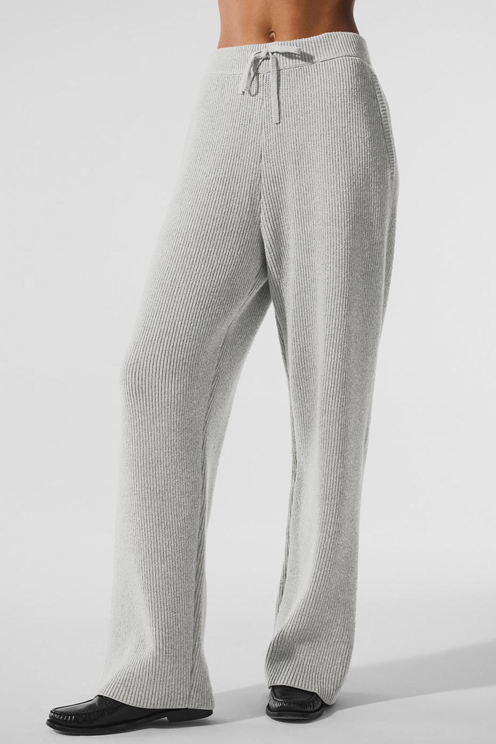 Athletic Heather Grey Women Alo Yoga Domain Rib Knit Sweatpant | Australia  16875-IVJX