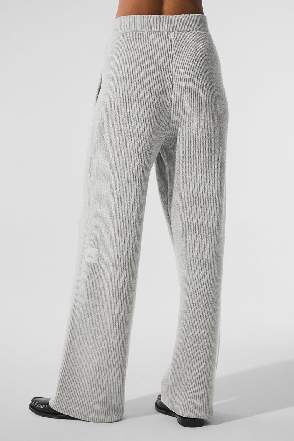 Athletic Heather Grey Women Alo Yoga Domain Rib Knit Sweatpant | Australia  16875-IVJX