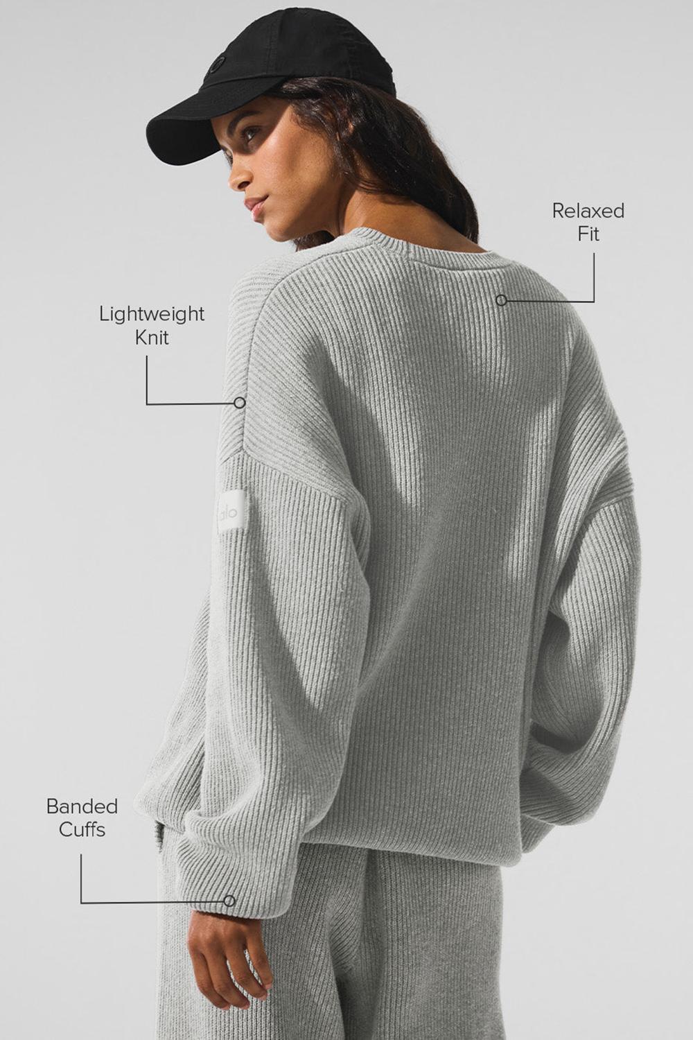 Athletic Heather Grey Women Alo Yoga Domain Rib Knit Crew Sweater | Australia  78305-VOYA