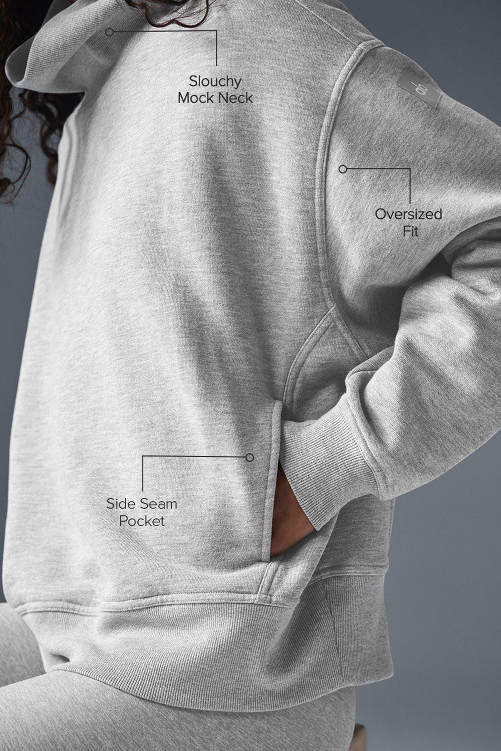 Athletic Heather Grey Women Alo Yoga Hazy Mock Neck Pullover | Australia  75460-QEYS