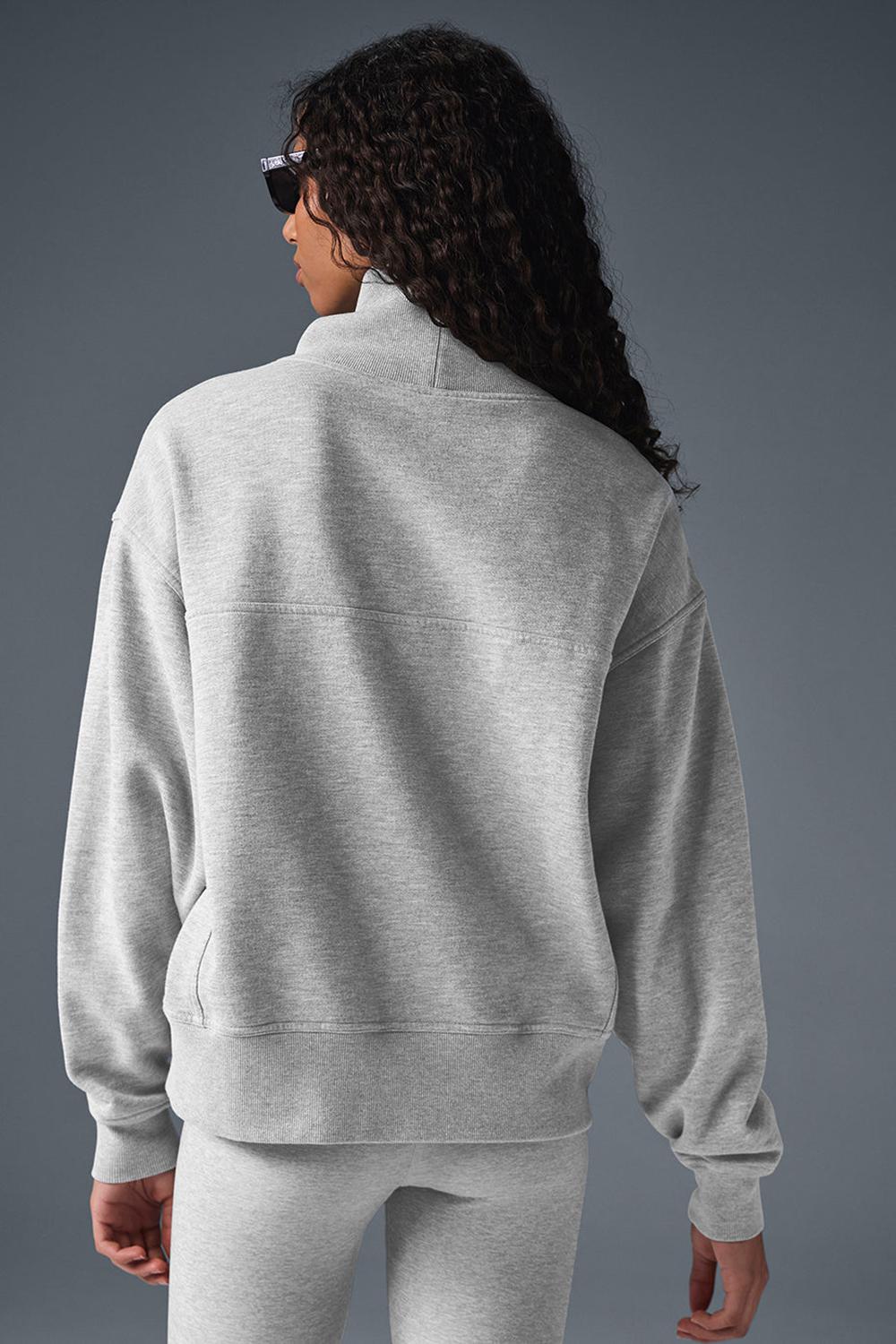 Athletic Heather Grey Women Alo Yoga Hazy Mock Neck Pullover | Australia  75460-QEYS