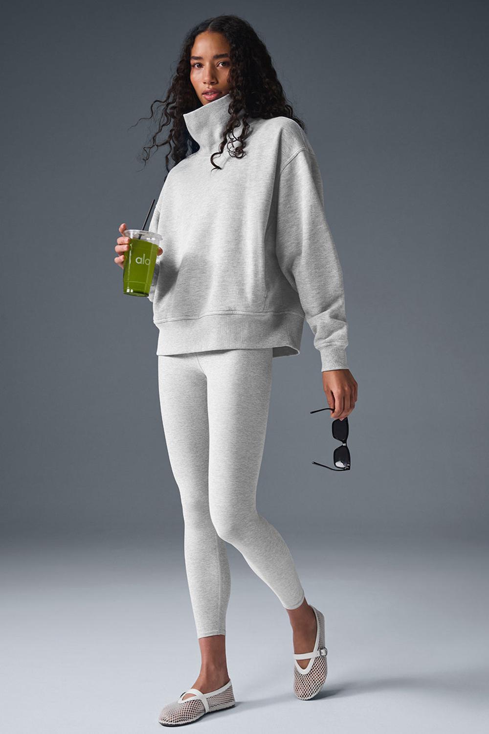 Athletic Heather Grey Women Alo Yoga Hazy Mock Neck Pullover | Australia  75460-QEYS