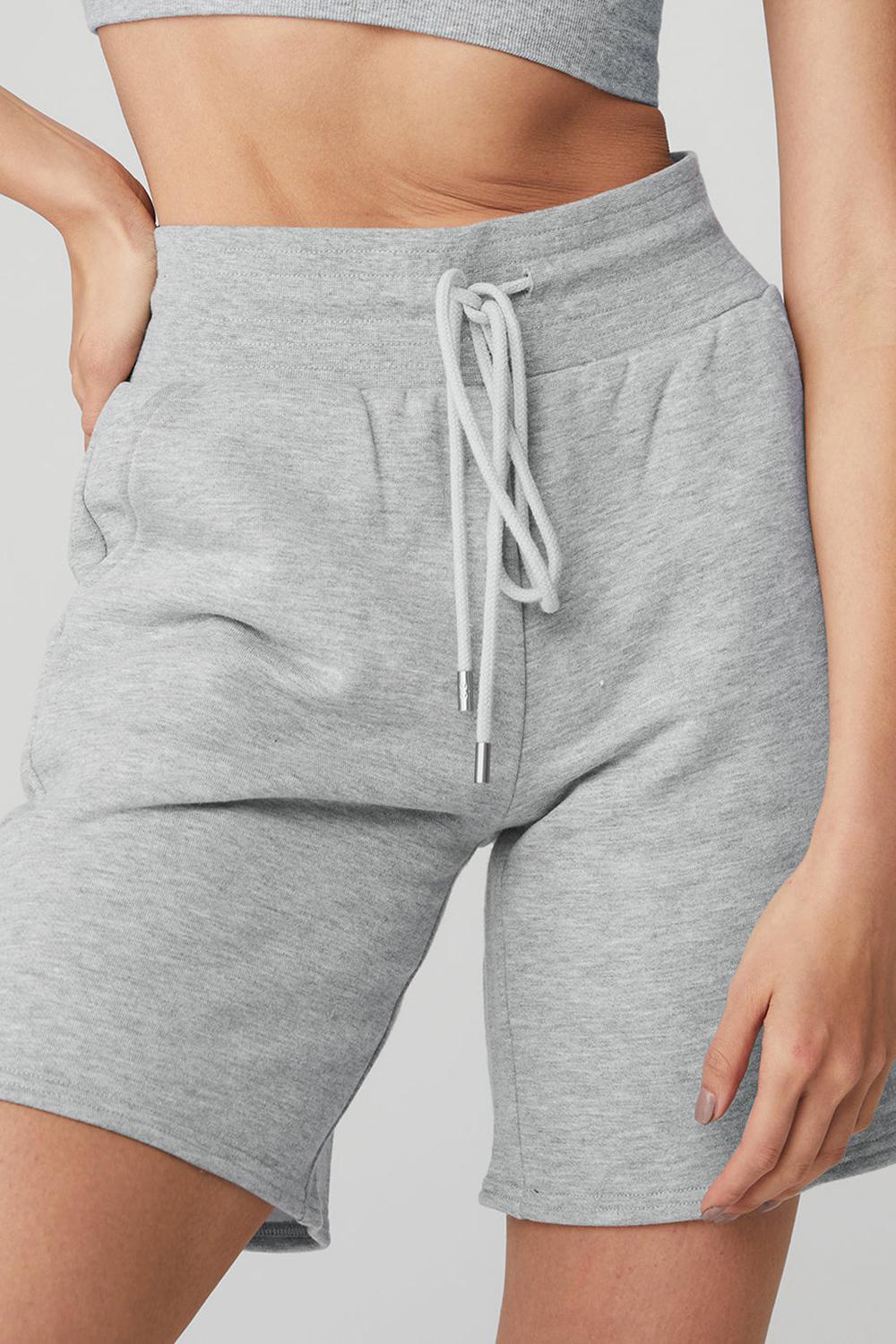 Athletic Heather Grey Women Alo Yoga High-Waist Easy Sweat Short | Australia  13065-UZSR
