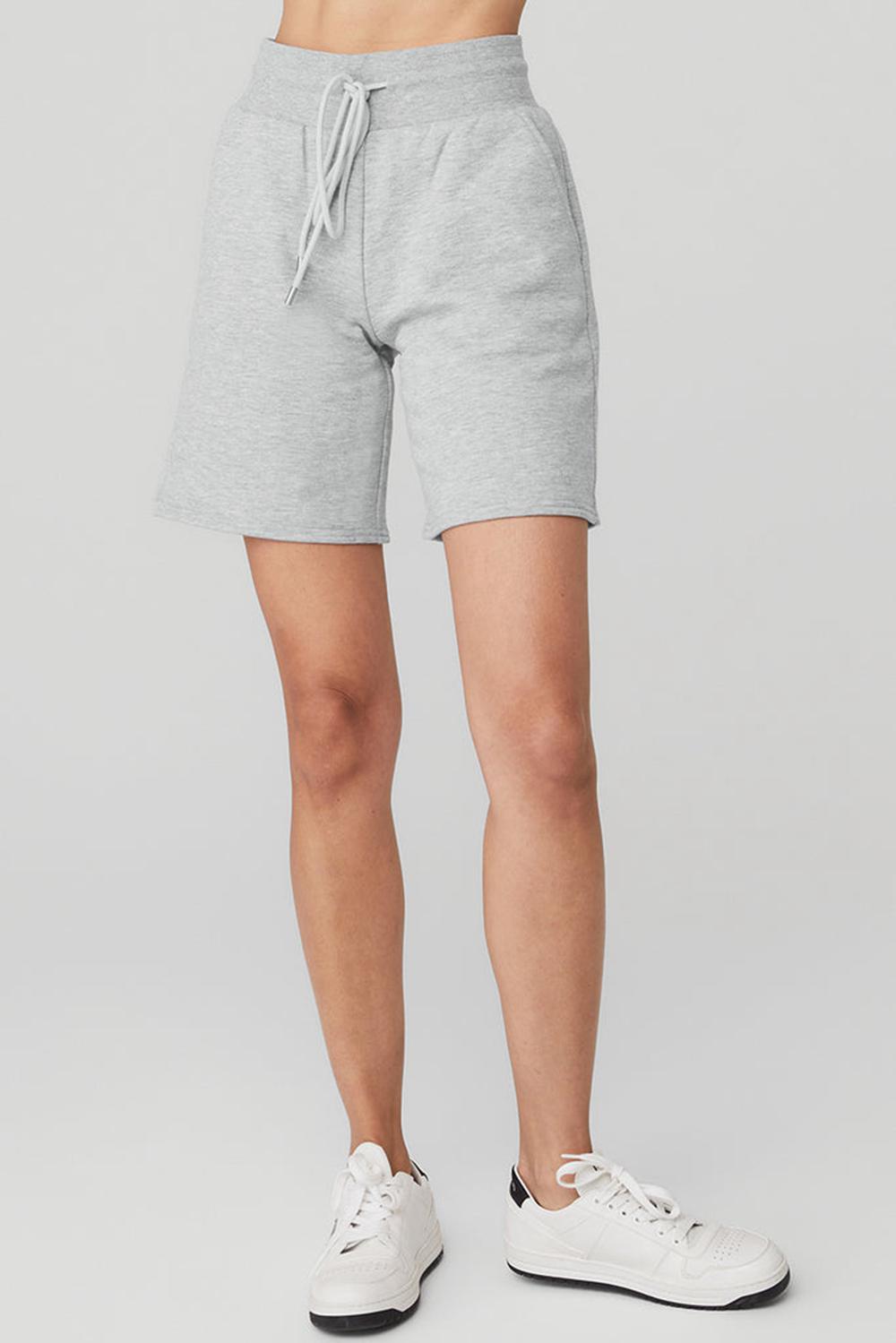 Athletic Heather Grey Women Alo Yoga High-Waist Easy Sweat Short | Australia  13065-UZSR