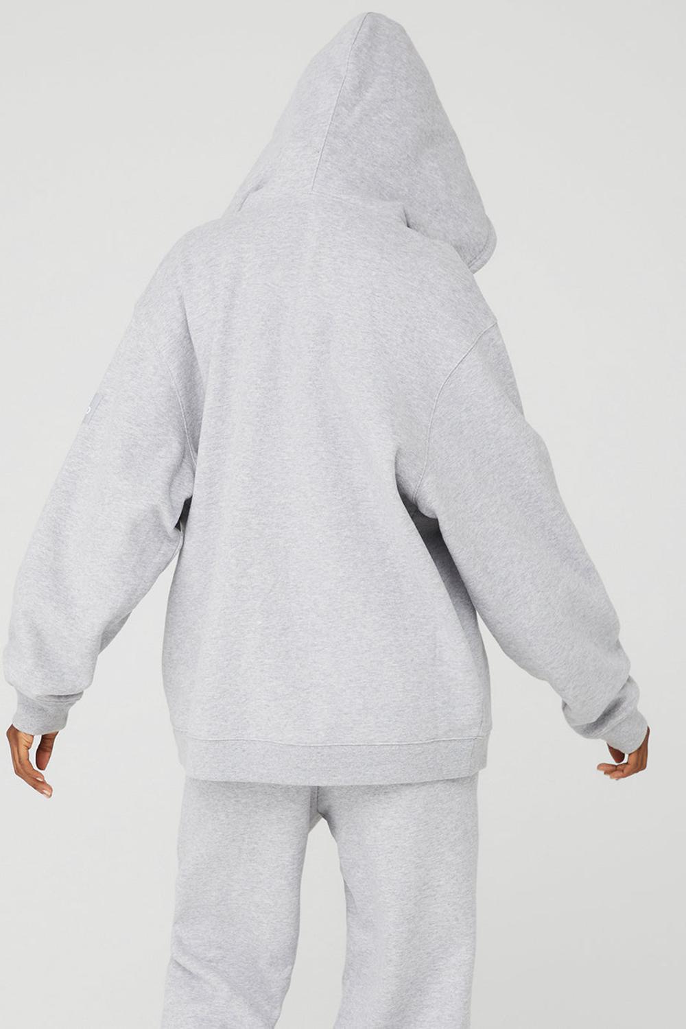Athletic Heather Grey Women Alo Yoga Renown Heavy Weight Full Zip Hoodie | Australia  92154-OKDY