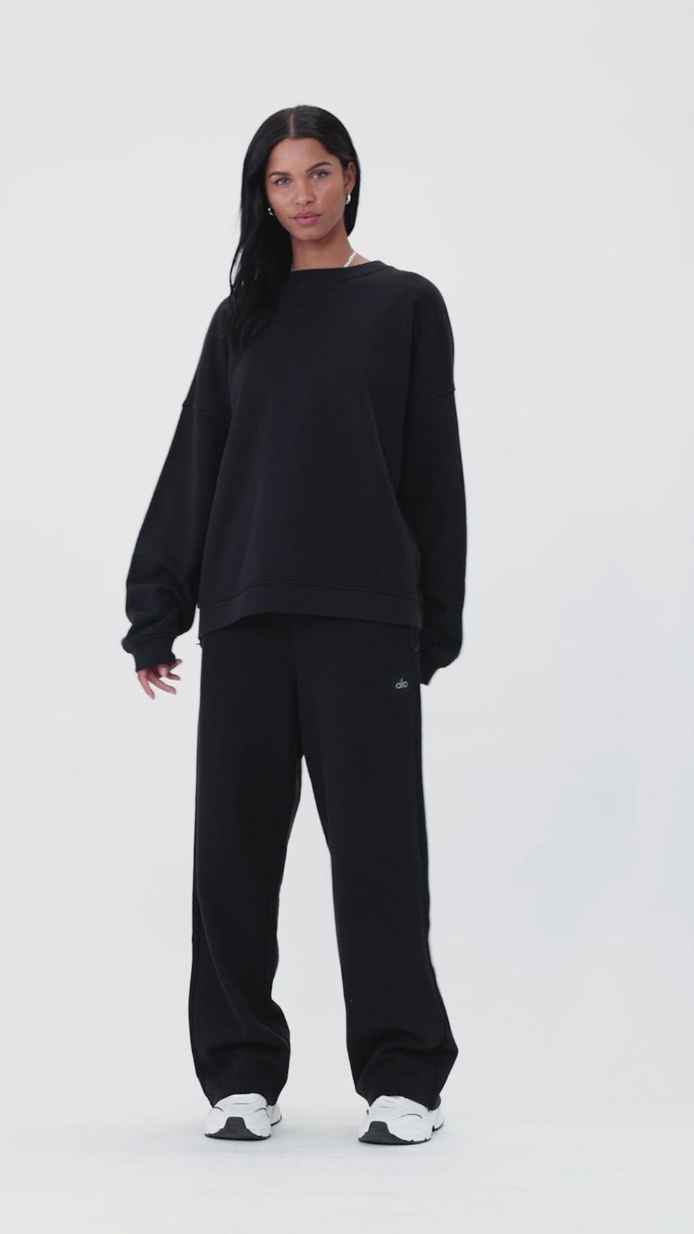 Athletic Heather Grey Women Alo Yoga Renown Heavy Weight Crew Neck Pullover | Australia  13852-TEKY