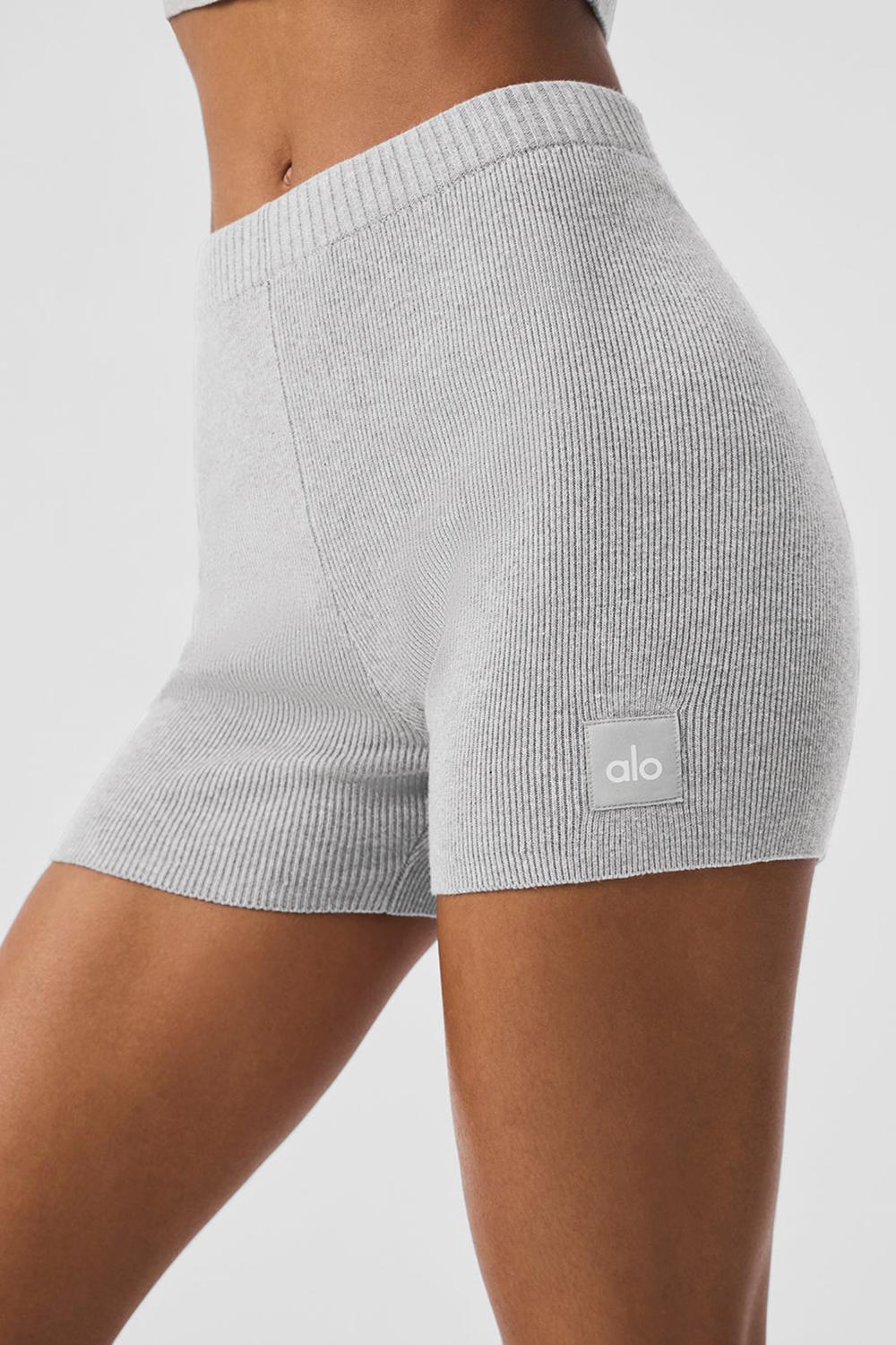 Athletic Heather Grey Women Alo Yoga Scholar Knit High-Waist Short | Australia  53120-PBEF