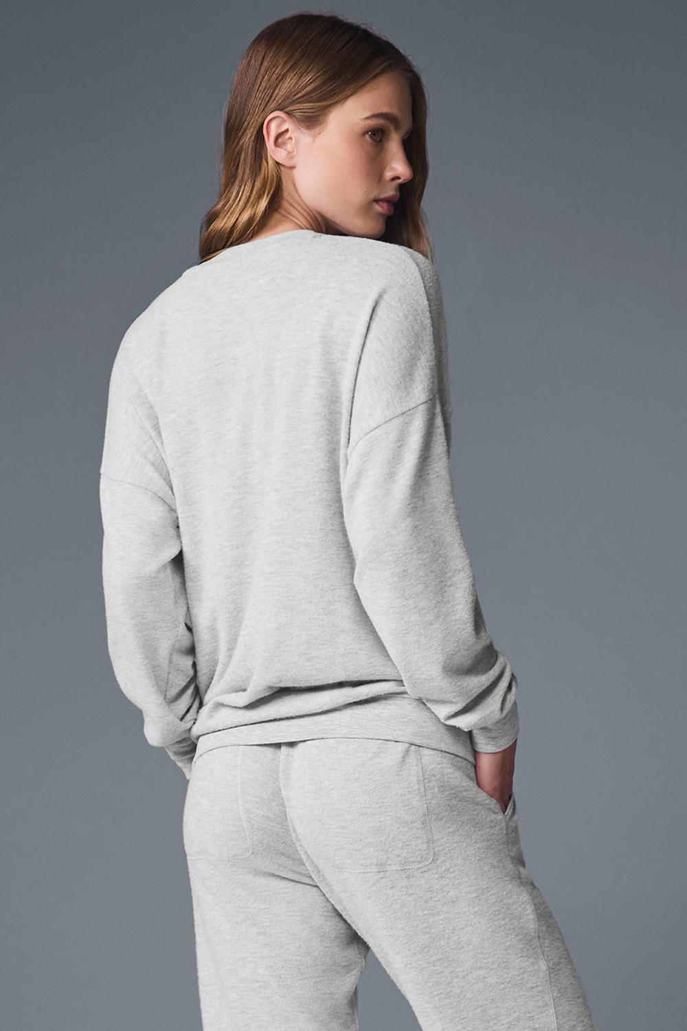 Athletic Heather Grey Women Alo Yoga Soho Pullover | Australia  70541-FLRU