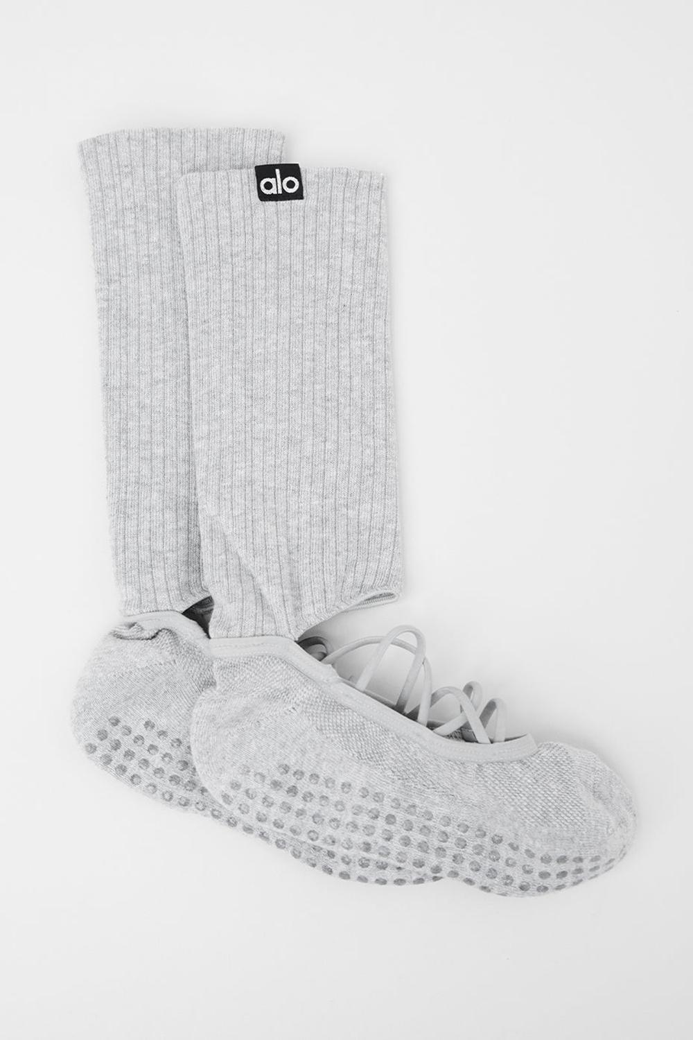Athletic Heather Grey Women Alo Yoga Strappy Siren Grip Sock | Australia  93628-ISJF