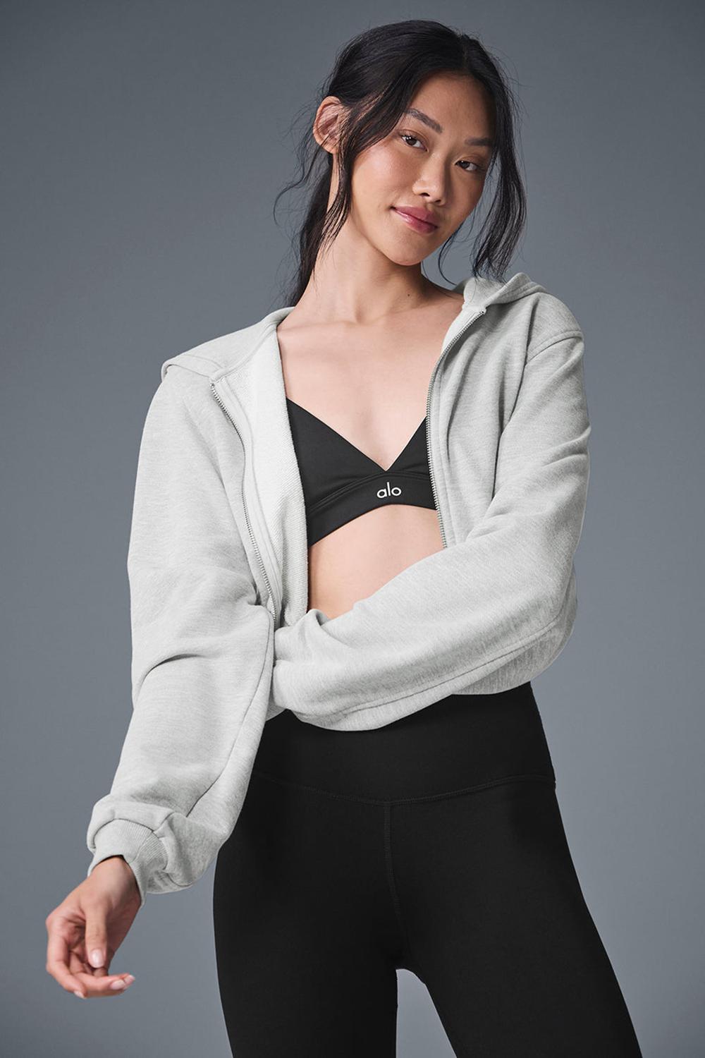 Athletic Heather Grey Women Alo Yoga Sweet Escape Zip Up Hoodie | Australia  82013-HPVC