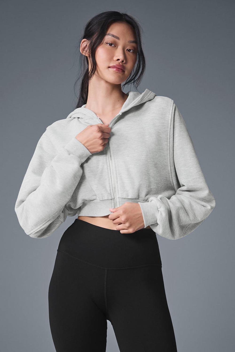 Athletic Heather Grey Women Alo Yoga Sweet Escape Zip Up Hoodie | Australia  82013-HPVC