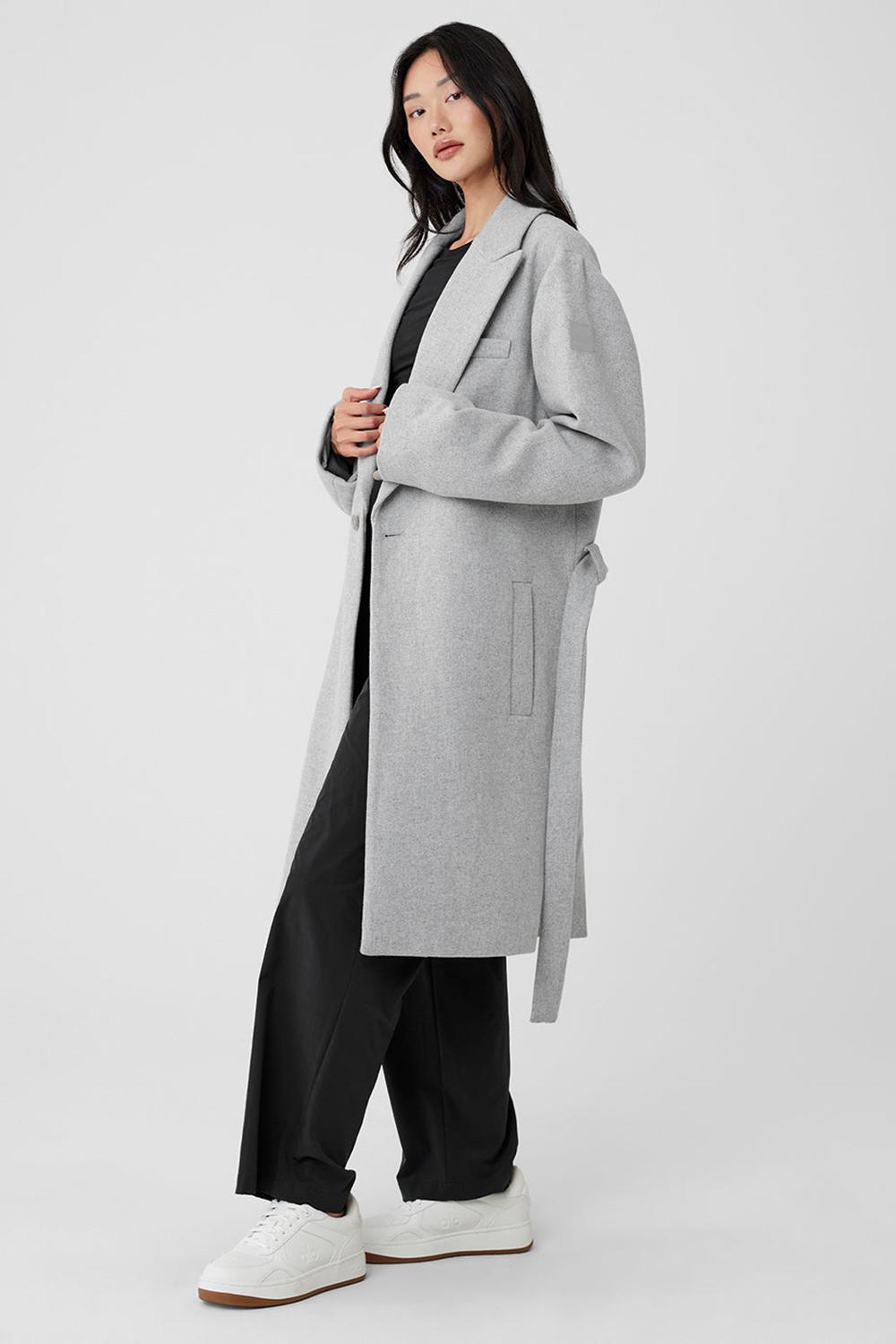 Athletic Heather Grey Women Alo Yoga Wool Gameday Overcoat | Australia  07641-LGPH