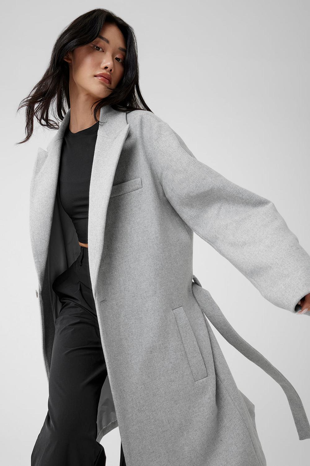 Athletic Heather Grey Women Alo Yoga Wool Gameday Overcoat | Australia  07641-LGPH