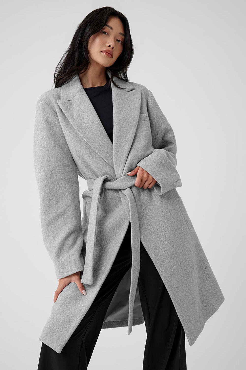 Athletic Heather Grey Women Alo Yoga Wool Gameday Overcoat | Australia  07641-LGPH