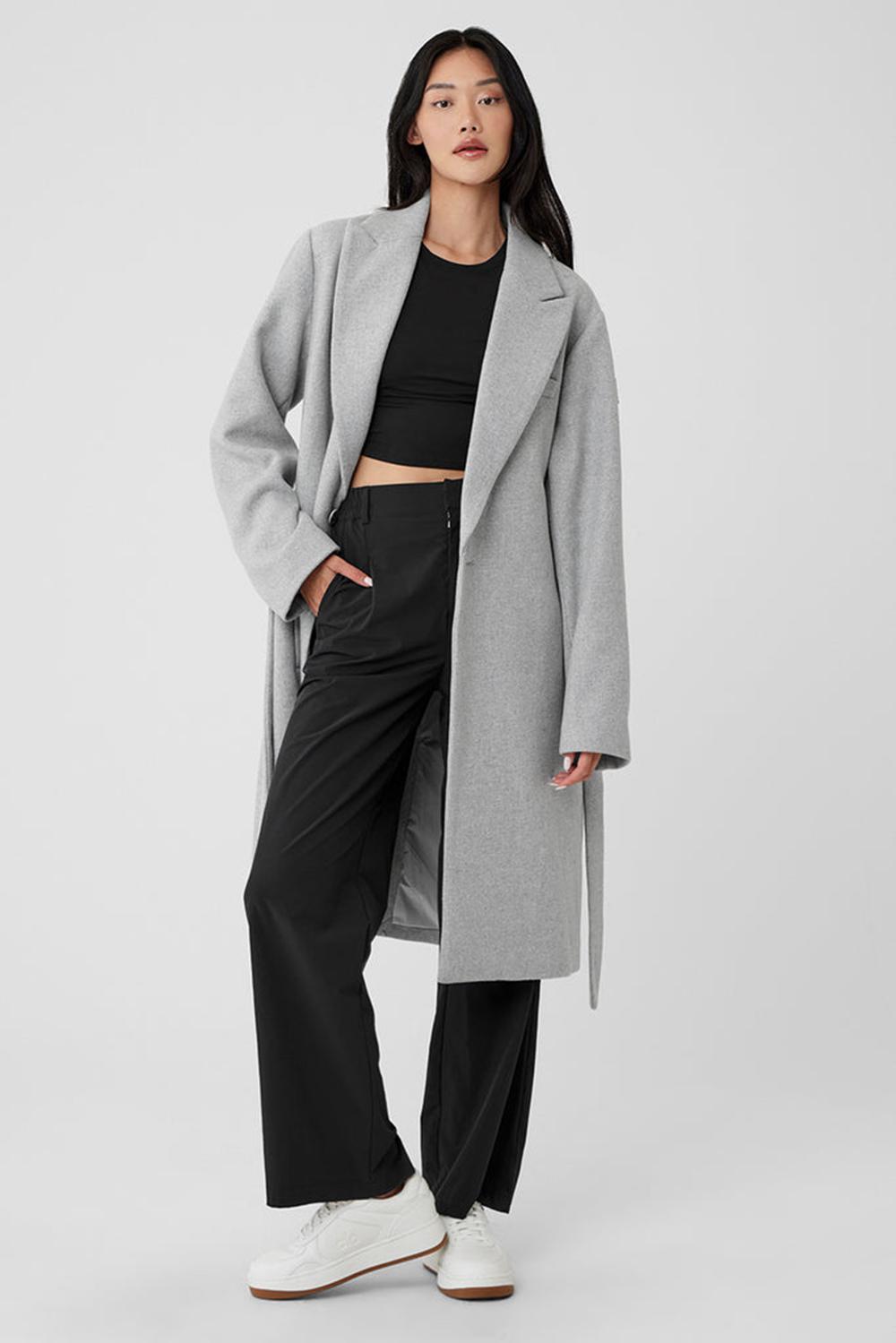 Athletic Heather Grey Women Alo Yoga Wool Gameday Overcoat | Australia  07641-LGPH