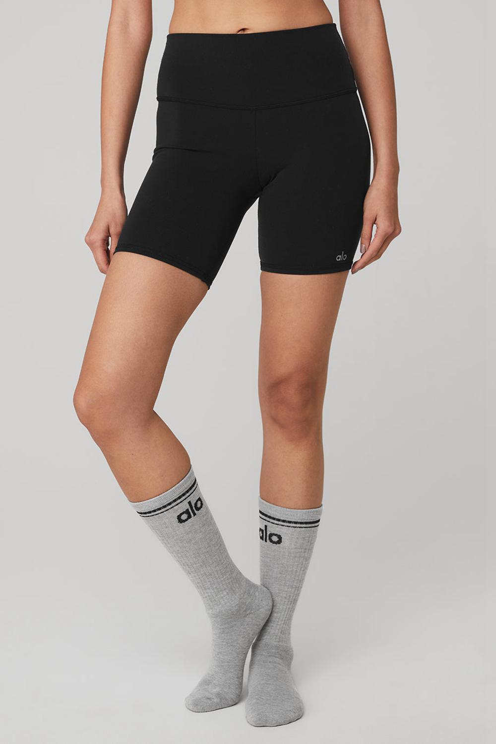 Athletic Heather Grey / Black Women Alo Yoga Unisex Throwback Sock | Australia  38094-GNZA