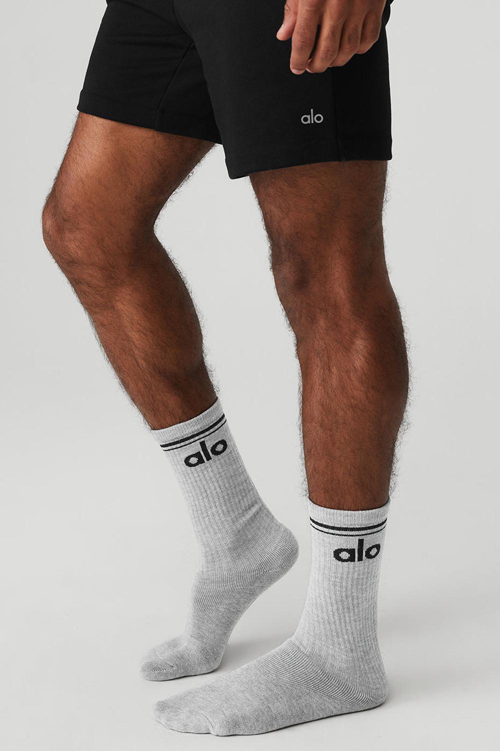 Athletic Heather Grey / Black Women Alo Yoga Unisex Throwback Sock | Australia  38094-GNZA