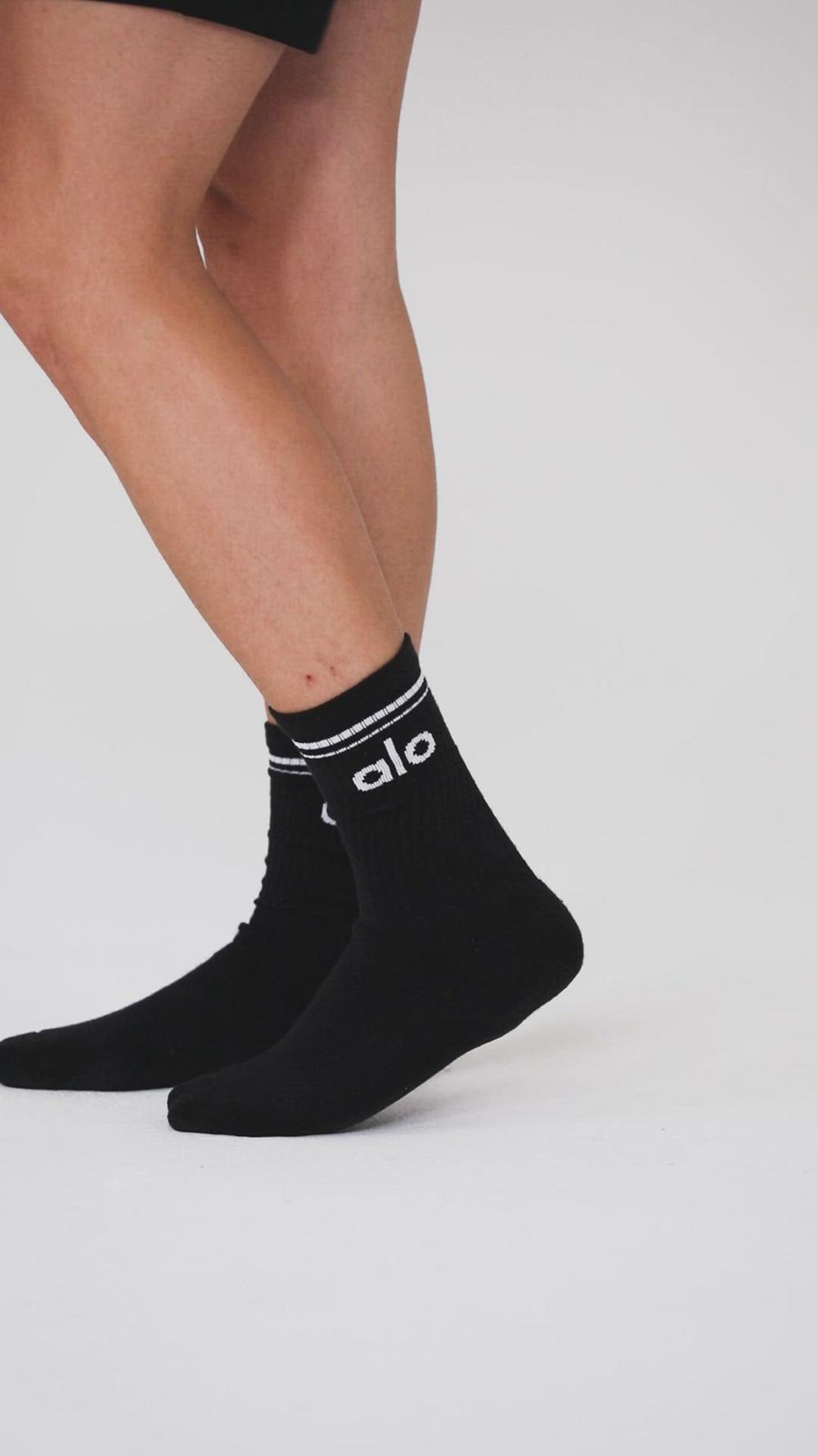 Athletic Heather Grey / Black Women Alo Yoga Unisex Throwback Sock | Australia  38094-GNZA