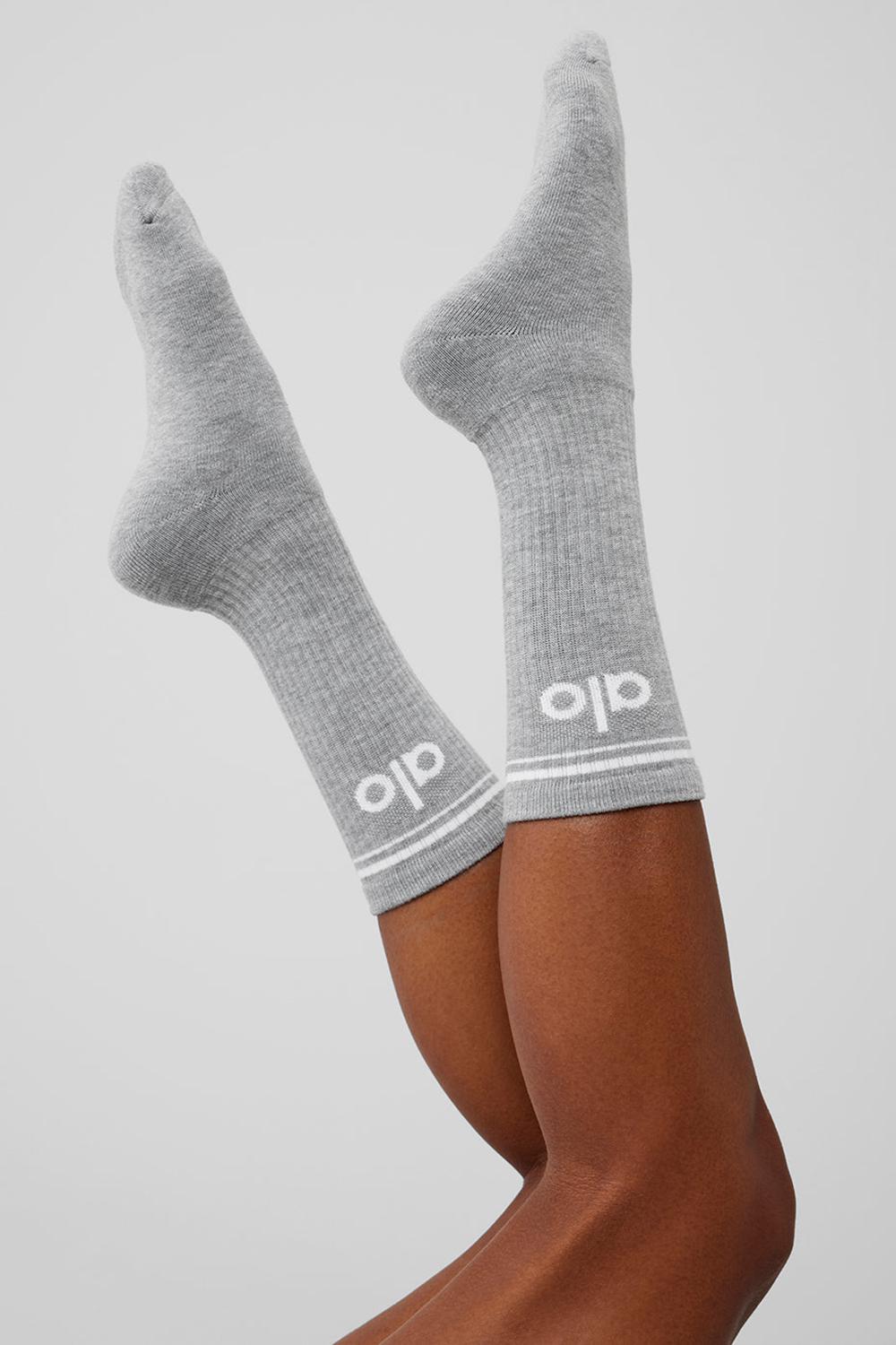 Athletic Heather Grey / White Men Alo Yoga Unisex Throwback Sock | Australia  17435-TXCG