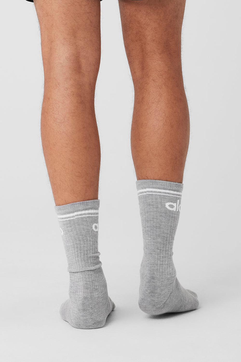 Athletic Heather Grey / White Men Alo Yoga Unisex Throwback Sock | Australia  17435-TXCG