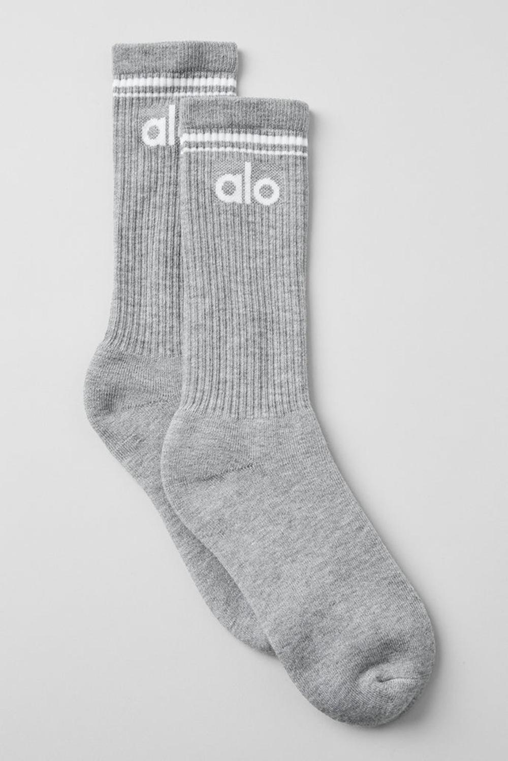 Athletic Heather Grey / White Men Alo Yoga Unisex Throwback Sock | Australia  17435-TXCG
